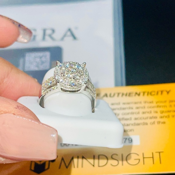Jewelry - 14k white gold vermeil Bridal ring, VVS GRA certified moissanite diamond ring